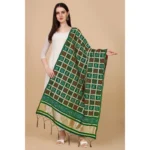 Generic Women's Silk Pure weaving Work Duppatta (Green, Length: 2-2.3 Mtrs) - Image 3