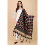 Womens Silk Dupatta Black - Angle 3