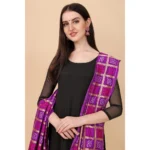 Generic Women's Silk Pure weaving Work Duppatta (Purple, Length: 2-2.3 Mtrs) - Image 2