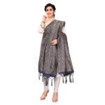 Generic Women's Silk Pure weaving Work Duppatta (Navy Blue, Length: 2-2.3 Mtrs) - Image 2