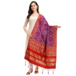 Generic Women's Silk Pure weaving Work Duppatta (Purple, Length: 2-2.3 Mtrs) - Image 2