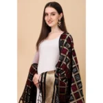 Womens Silk Dupatta Black - Angle 2