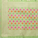 Generic Women's Silk Pure Zari weaving Duppatta (Light Green, Length: 2-2.3 Mtrs) - Image 2