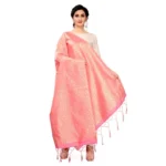 Generic Women's Silk Pure weaving Work Duppatta (Light Pink, Length: 2-2.3 Mtrs) - Image 2