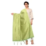 Light Green Silk Dupatta - Angle 2