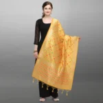 Mustard Yellow Silk Dupatta - Angle 3