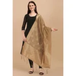 Generic Women's Silk Pure Zari weaving Duppatta (Beige, Length: 2-2.3 Mtrs) - Image 2