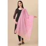 Generic Women's Silk Pure Zari weaving Duppatta (Light Pink, Length: 2-2.3 Mtrs) - Image 2