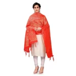 Generic Women's Silk Pure weaving Work Duppatta (Red, Length: 2-2.3 Mtrs) - Image 2