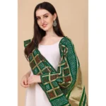 Generic Women's Silk Pure weaving Work Duppatta (Green, Length: 2-2.3 Mtrs) - Image 2