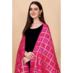 Generic Women's Silk Pure weaving Work Duppatta (Pink, Length: 2-2.3 Mtrs) - Image 2