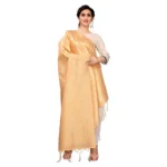 Generic Women's Silk Pure weaving Work Duppatta (Beige, Length: 2-2.3 Mtrs) - Image 2