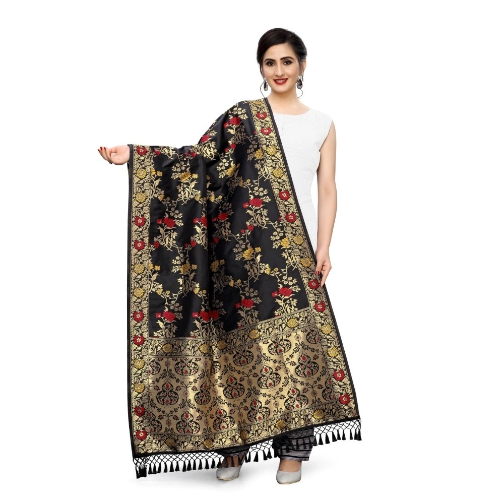 53184317536_8375960765_o_d-1000x1000-1.webp Generic Women's Silk Pure Zari weaving Duppatta (Black, Length: 2-2.3 Mtrs) - Image 1