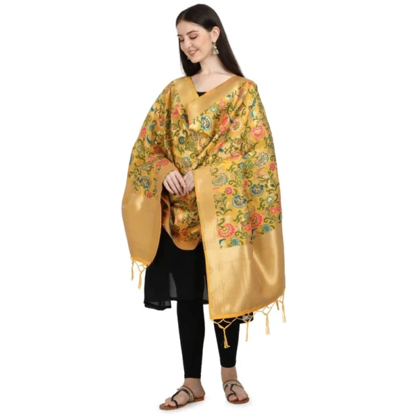 Yellow Zari Silk Dupatta