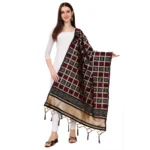 Womens Silk Dupatta Black