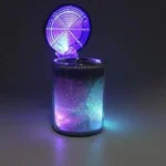 Designer car ashtray with blue LED light and rainbow colors
