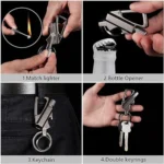 Generic 3 In 1 Keychain Lighter Waterproof Cigarette Flint Lighter Keyring Bottle Opener Fire Starter Match Sticks (Silver) - Image 3
