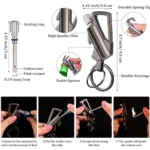 Generic 3 In 1 Keychain Lighter Waterproof Cigarette Flint Lighter Keyring Bottle Opener Fire Starter Match Sticks (Silver) - Image 2