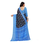 Generic Women's Georgette Printed Saree With Unstitched Blouse (Blue) - Image 3