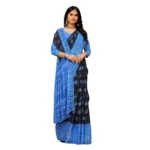 Generic Women's Georgette Printed Saree With Unstitched Blouse (Blue) - Image 2