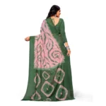 Generic Women's Georgette Printed Saree With Unstitched Blouse (Green) - Image 3