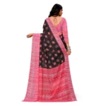 Generic Women's Georgette Printed Saree With Unstitched Blouse (Pink) - Image 3