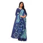 Generic Women's Georgette Printed Saree With Unstitched Blouse (Blue) - Image 2
