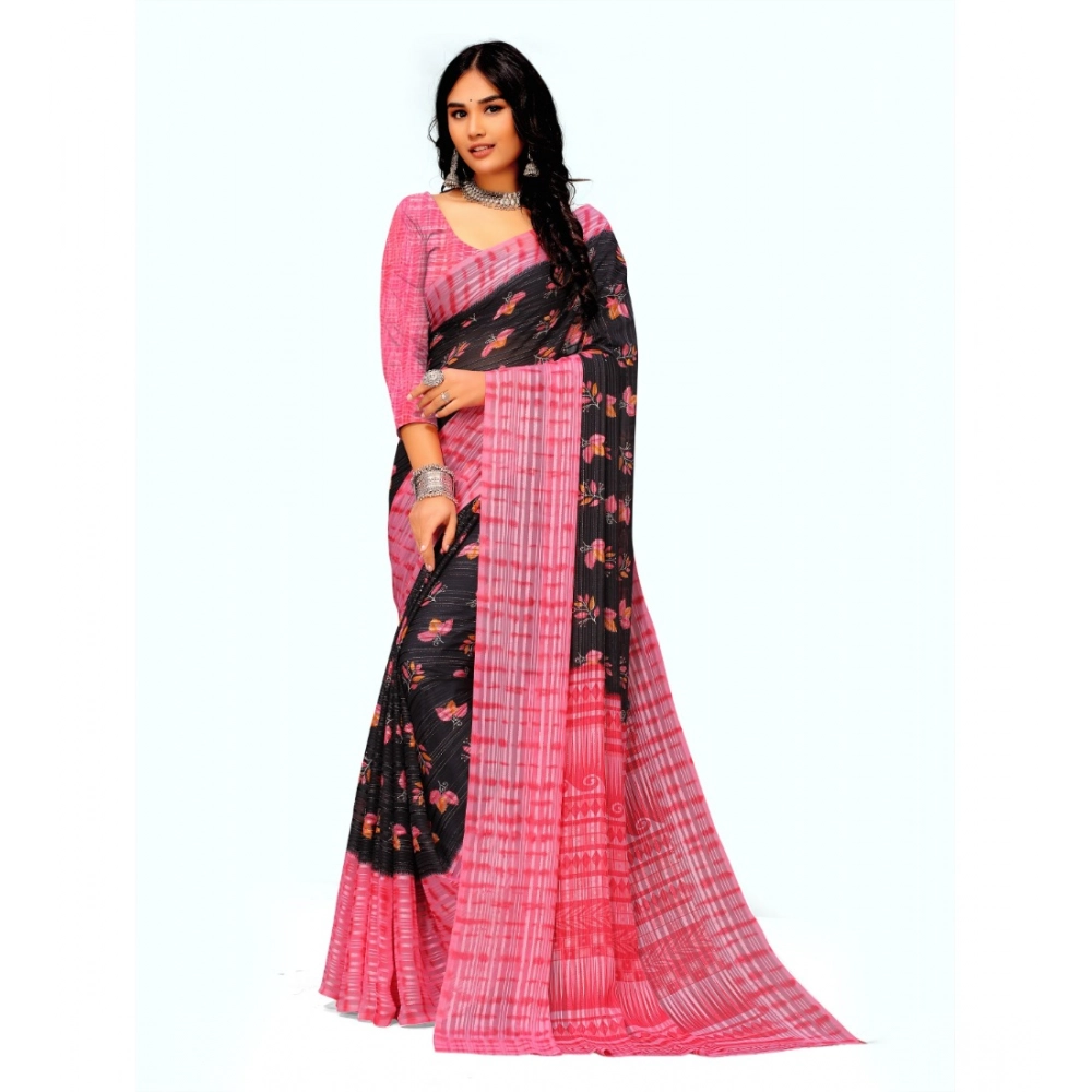 53305049460_1919777c31_o_d-1000x1000-1.webp Generic Women's Georgette Printed Saree With Unstitched Blouse (Pink) - Image 1