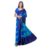 Generic Women's Satin Patta Printed Saree With Unstitched Blouse (Skyblue) - Image 3