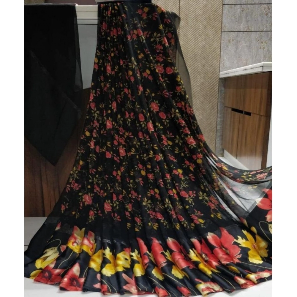 53313133666_ce76250734_o_d-1000x1000-1.webp Generic Women's Satin Patta Printed Saree With Unstitched Blouse (Black) - Image 1