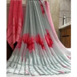 Elegant Grey Satin Saree