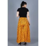 Women's Yellow Printed Cotton Palazzo - Angle 3