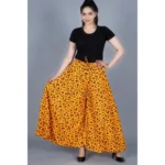 Women's Yellow Printed Cotton Palazzo - Angle 2