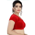 Generic Women's Velvet Solid Non Padded Readymade Blouse (Red, Size: Free Size) - Image 2