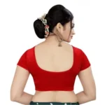 Generic Women's Velvet Solid Non Padded Readymade Blouse (Red, Size: Free Size) - Image 4