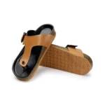 Generic Unisex Cork Adjustable Buckle Straps Cork Sandals (Tan) - Image 3