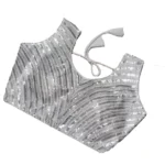 Generic Women's Cotton Silk Embellished Padded Cup Readymade Blouse (Silver, Size: Free Size)