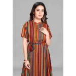 Generic Women's Casual 3/4 Sleeve Viscose Rayon Strip Kurti (Multicolor) - Image 2