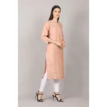 Generic Women's Casual 3/4 Sleeve Silk Blend Printed Kurti (Orange) - Image 3