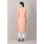 Generic Women's Casual 3/4 Sleeve Silk Blend Printed Kurti (Orange) - Image 5