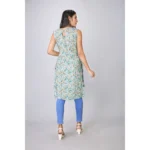 Generic Women's Casual Sleeveless Viscose Rayon Printed Kurti (Light Green) - Image 5