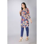 Generic Women's Casual 3/4 Sleeve Viscose Rayon Printed Kurti (Blue) - Image 3