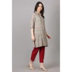 Generic Women's Casual 3/4 Sleeve Viscose Rayon Printed Kurti (Grey) - Image 3