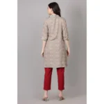 Generic Women's Casual 3/4 Sleeve Viscose Rayon Printed Kurti (Grey) - Image 5