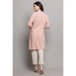 Generic Women's Casual 3/4 Sleeve Viscose Rayon Printed Kurti (Pink) - Image 5