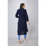 Generic Women's Casual Full Sleeve Viscose Rayon Printed Kurti (Dark Blue) - Image 5