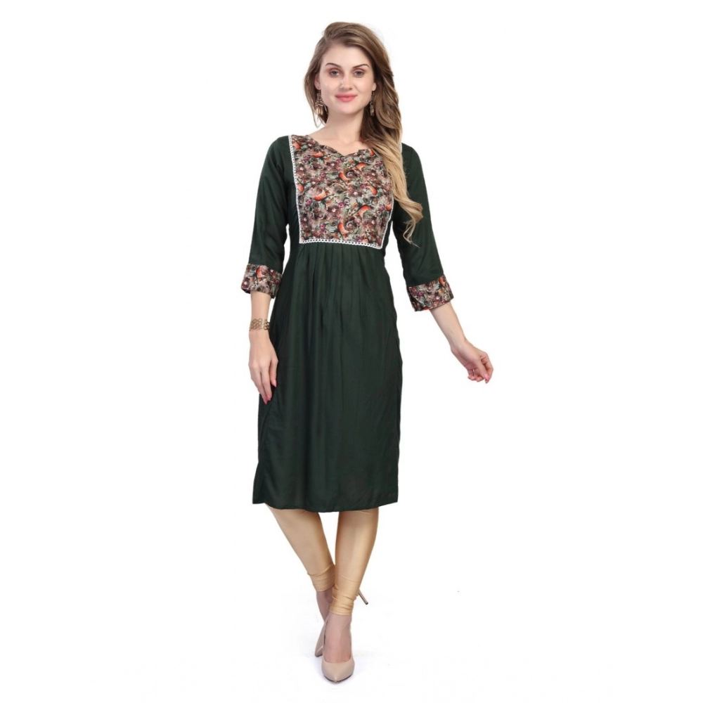 53483919716_e27efdaebd_o_d-1000x1000-1.webp Generic Women's Casual 3/4 Sleeve Viscose Rayon Printed Kurti (Dark Green) - Image 1