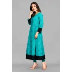Generic Women's Casual 3/4 Sleeve Viscose Rayon Printed Kurti (Dark Green) - Image 3