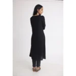 Generic Women's Casual 3/4 Sleeve Viscose Rayon Printed Kurti (Black) - Image 5