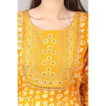 Generic Women's Casual 3/4 Sleeve Cotton Blend Printed Kurti (Yellow) - Image 2